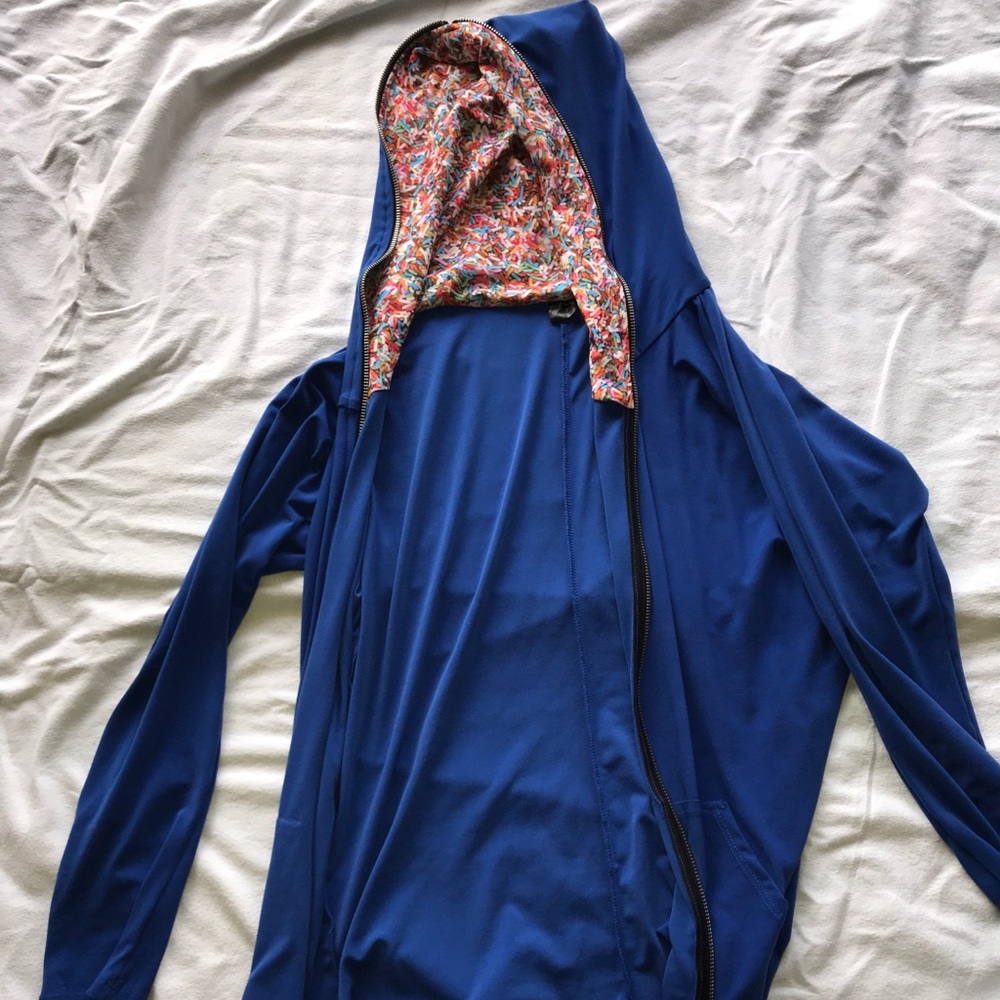 Jersey zip all the way sweatshirt sprinkle hood